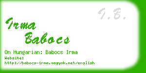 irma babocs business card